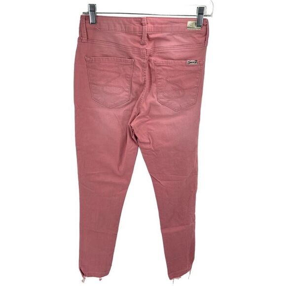 Seven 7 Womens Raw Hem Skinny Jeans Pocket Stretch Mid Rise Pink Size 4 - Picture 9 of 9